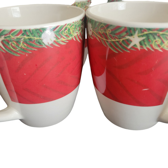 Vintage Oneida Christmas Palm Tree Cups Mugs Sand Dollars Starfish Set of 4 Rare - Picture 6 of 12